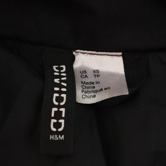 H&M Oversized XS Padded Full Zip Black Lined Stand Up Collar Puffer Jacket Coat - Picture 10 of 11